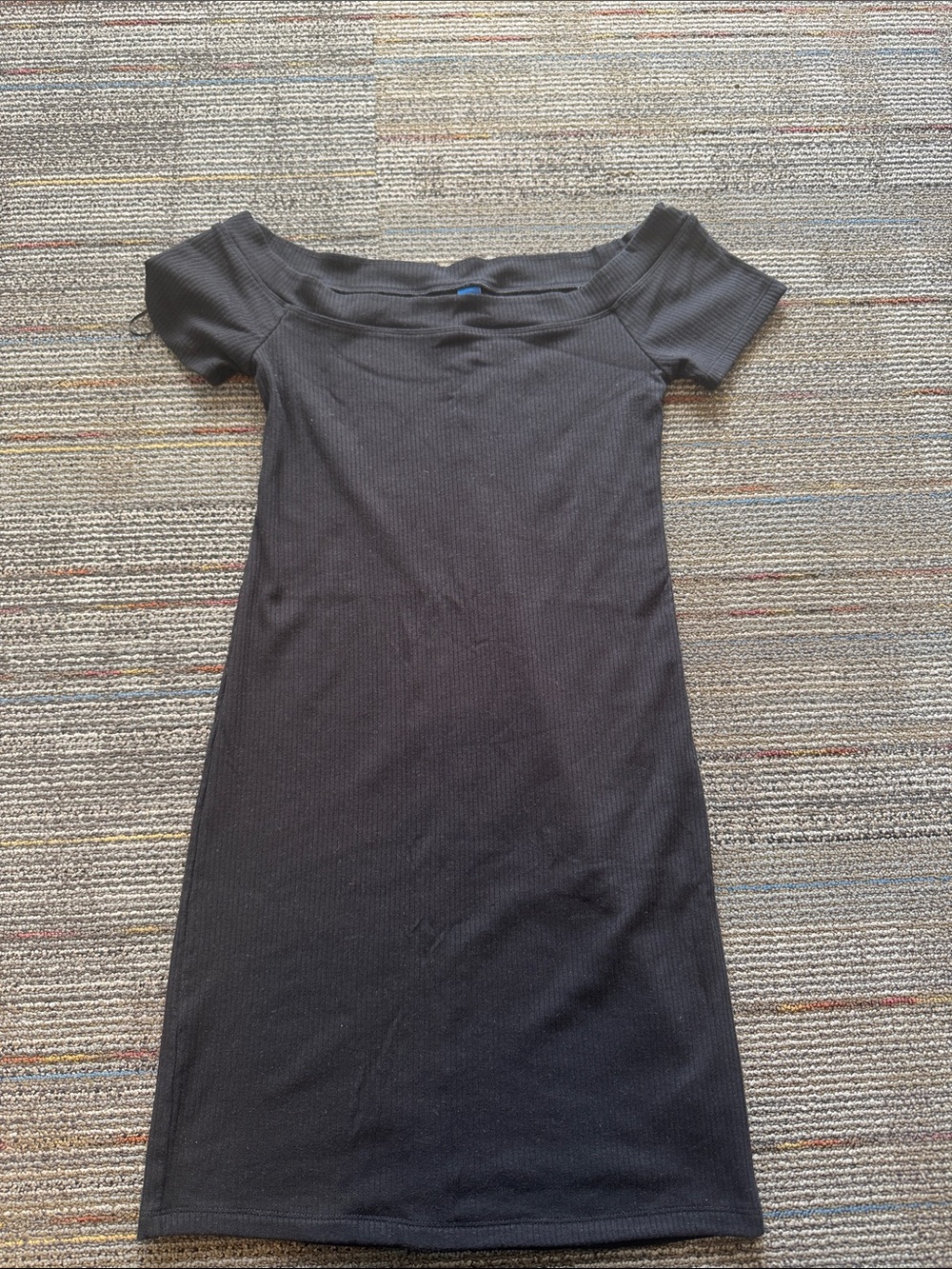 Old Navy Black One-Shoulder Ribbed Knit Dress